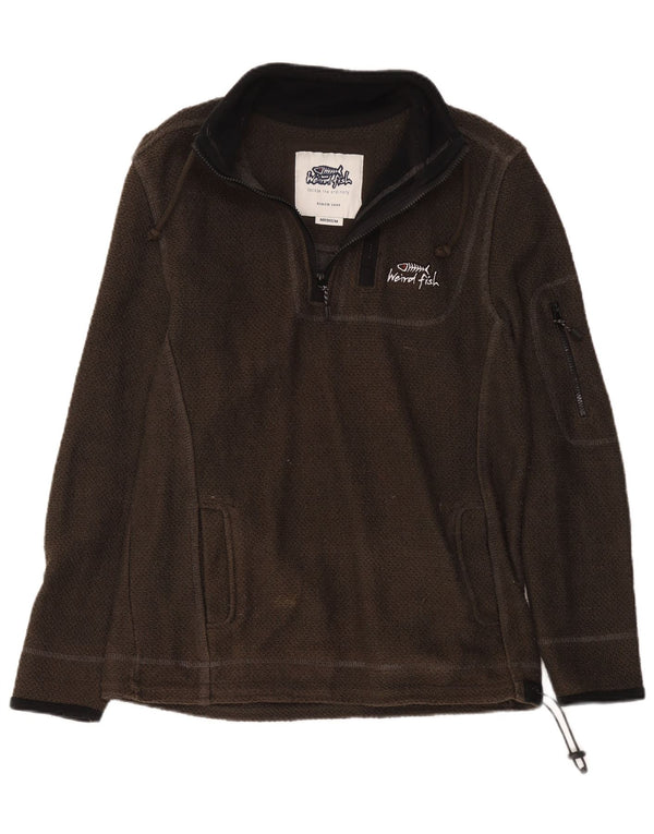 Weird Fish Mens Zip Neck Sweatshirt Jumper Medium Khaki Cotton