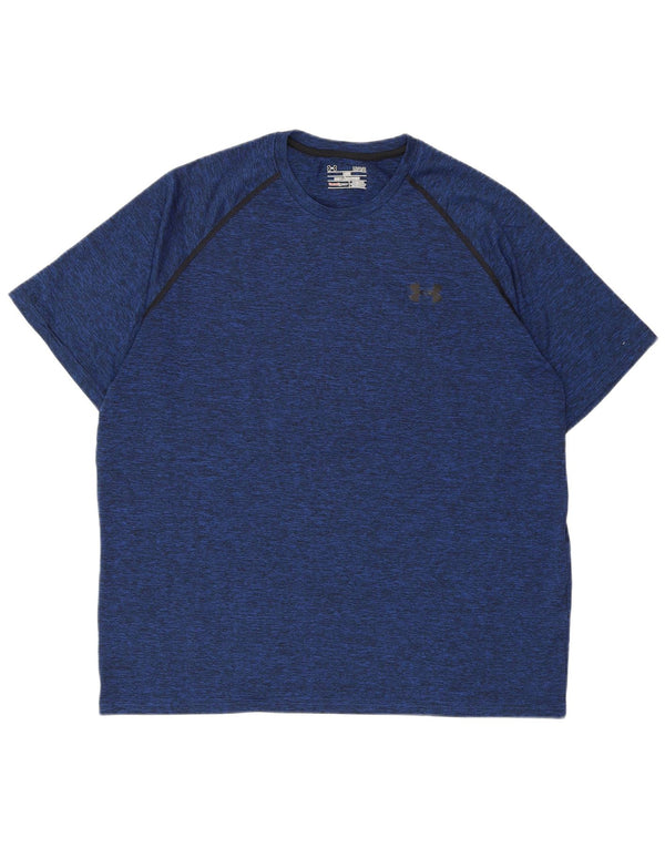 UNDER ARMOUR Mens Heat Gear T-Shirt Top Large Blue Flecked Polyester