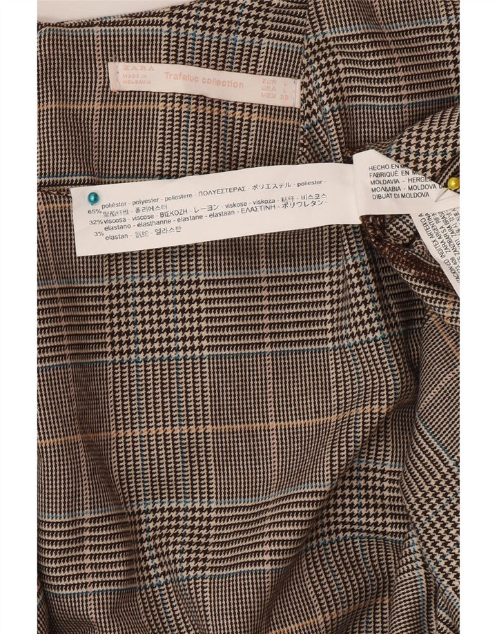 Zara Womens A-Line Dress UK 16 Large Brown Check Polyester