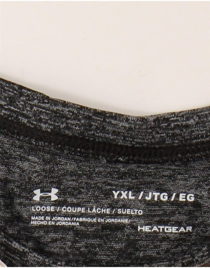 UNDER ARMOUR Girls Heat Gear Graphic T-Shirt Top 13-14 Years XL Grey