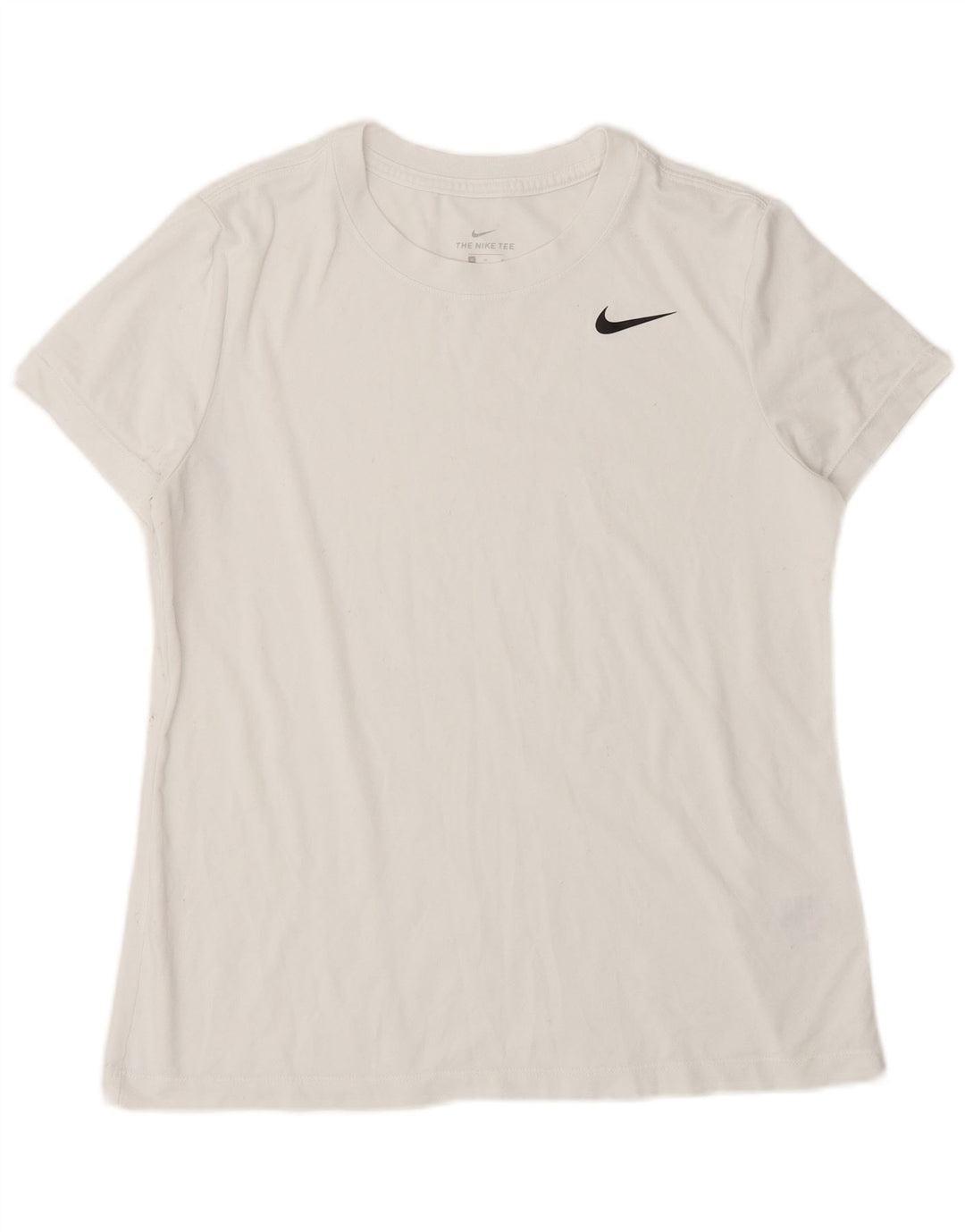 NIKE Womens Dri Fit T-Shirt Top UK 14 Medium White Polyester