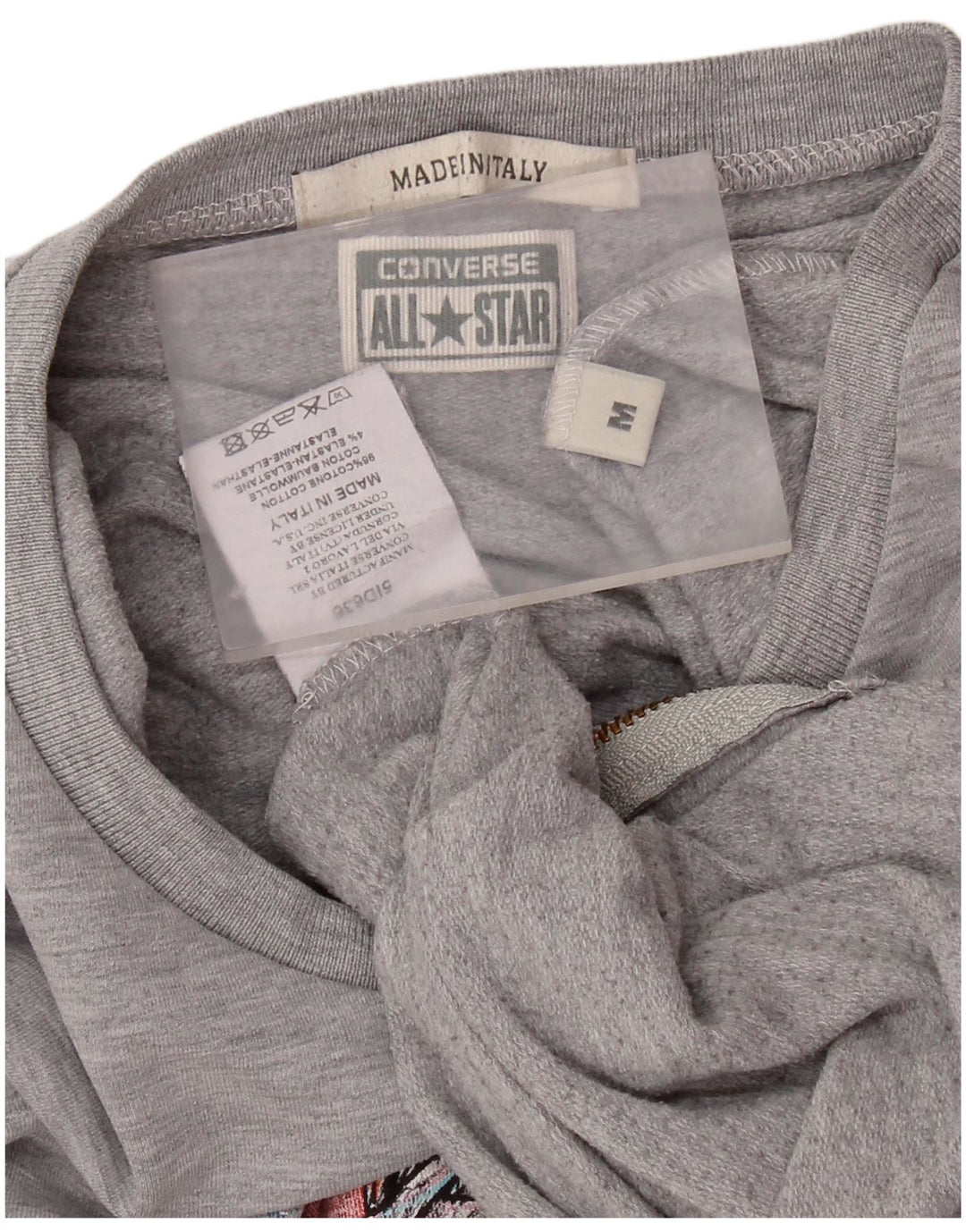 CONVERSE Womens Graphic Sweatshirt Jumper UK 14 Medium Grey Cotton