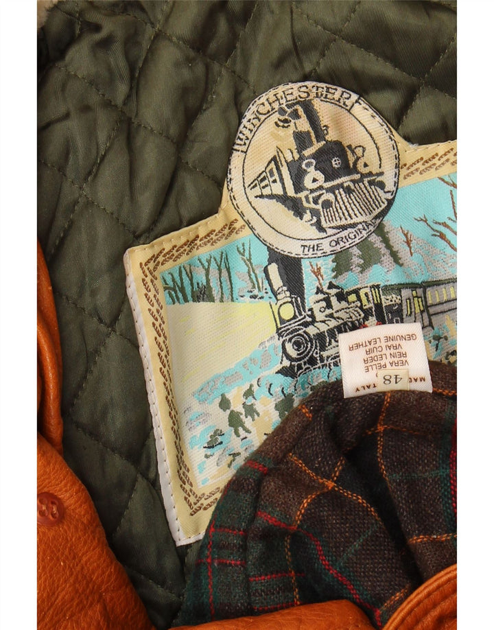 WINCHESTER Mens Leather Jacket IT 48 Medium Brown Leather