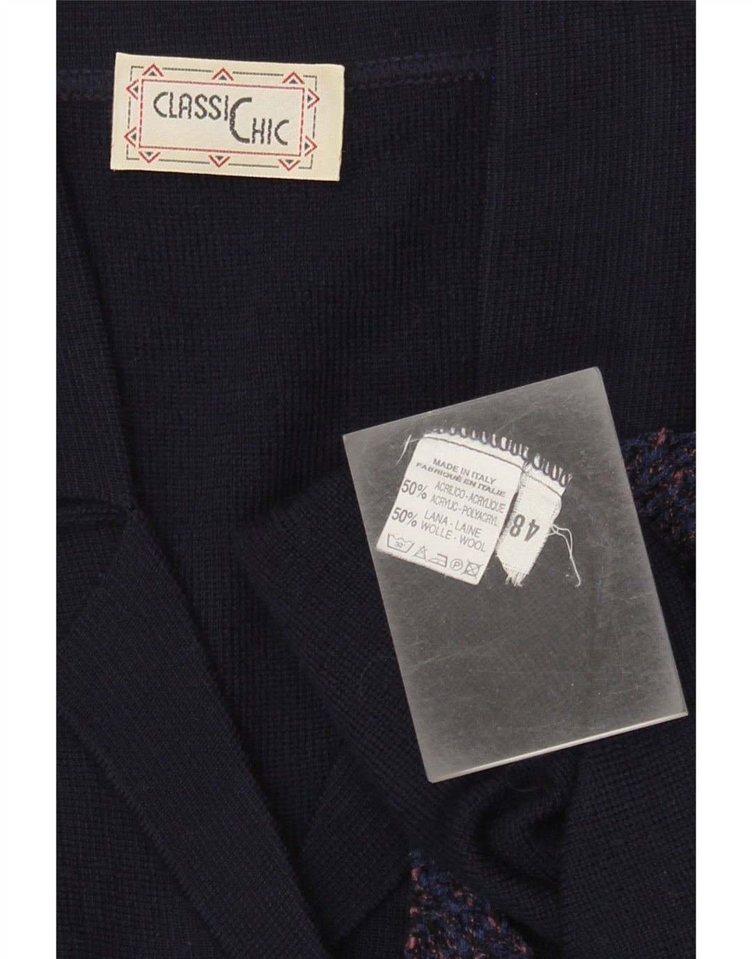 Vintage Womens Cardigan Sweater IT 48 XL Navy Blue Acrylic