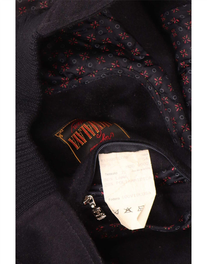 Steinbock Mens Bomber Jacket IT 54 2XL Navy Blue Wool