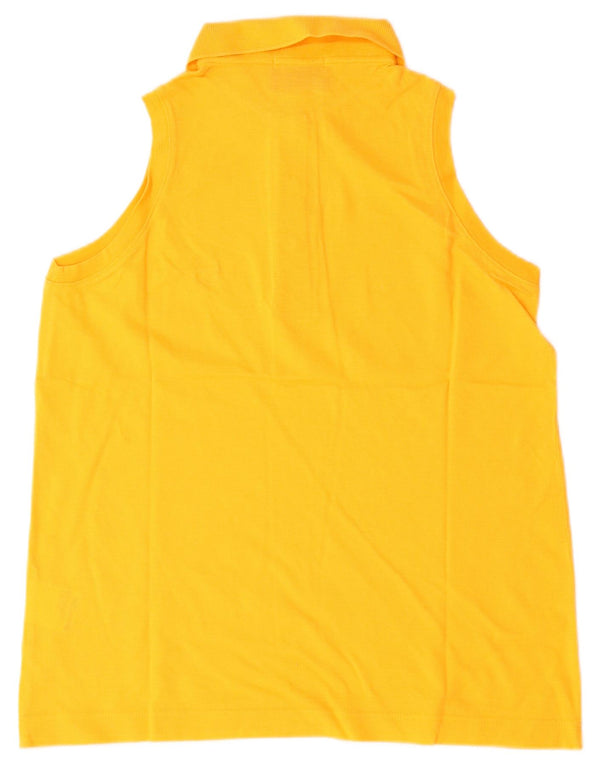 Sergio Tacchini Womens Sleeveless Polo Shirt UK 10 Small Yellow Cotton