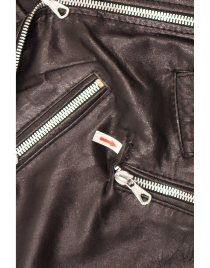 Vintage Womens Leather Biker Jacket UK 12 Medium Black