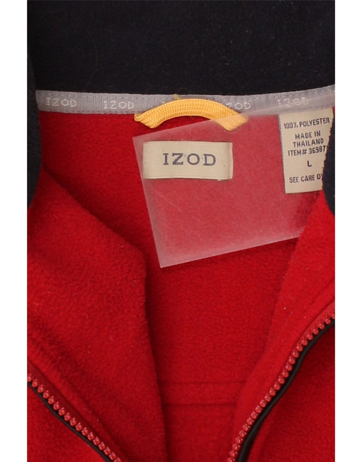 IZOD Mens Zip Neck Fleece Jumper Large Red Polyester Vintage Izod and Second-Hand Izod from Messina Hembry 