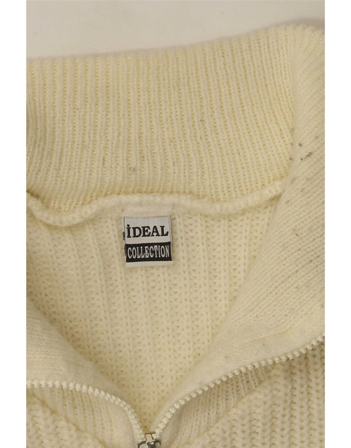 Ideal Mens Zip Neck Jumper Sweater Large Off White Colourblock