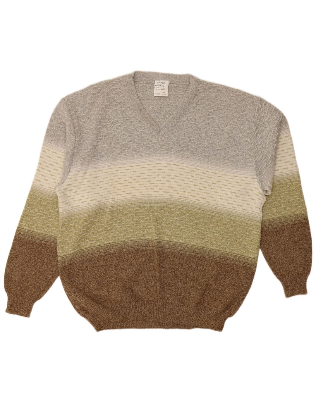 VINTAGE Mens V-Neck Jumper Sweater UK 38/40 Medium Multicoloured