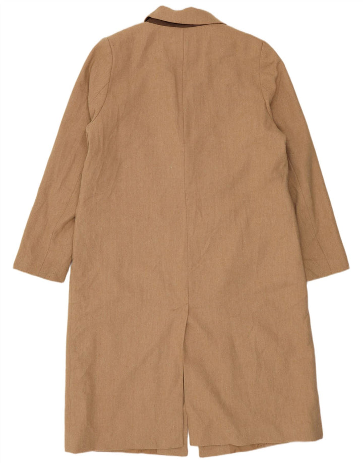 Marks & Spencer Womens Overcoat UK 16 Large  Beige Herringbone Wool