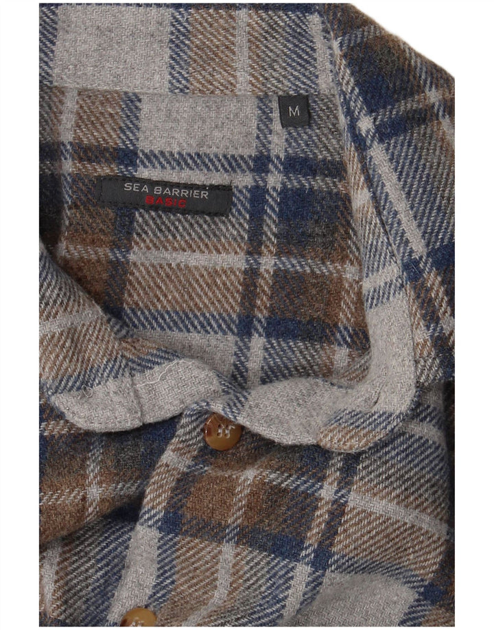 SEA BARRIER Mens Flannel Shirt Medium Grey Check