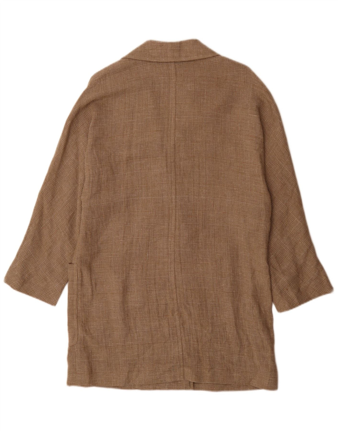 Massimo Dutti Mens 3/4 Sleeve Double Breasted Coat UK 36 Small Brown Check
