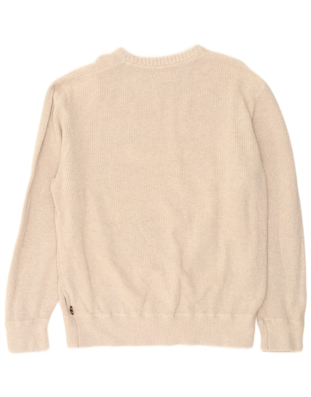 EDDIE BAUER Mens Crew Neck Jumper Sweater Large Beige Cotton