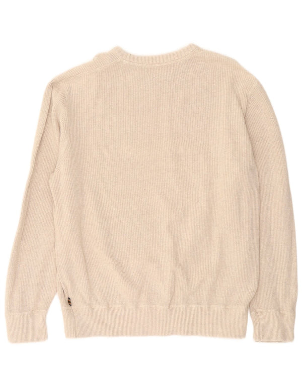 EDDIE BAUER Mens Crew Neck Jumper Sweater Large Beige Cotton
