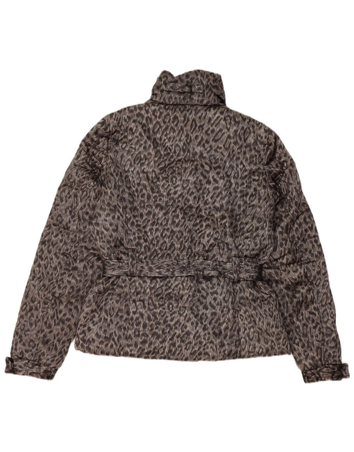 Zara Womens Windbreaker Jacket UK 14 Medium Grey Animal Print Polyester