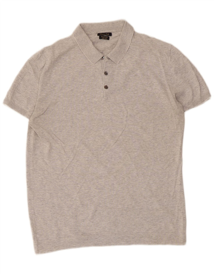 Massimo Dutti Mens Polo Shirt Medium Grey Flecked