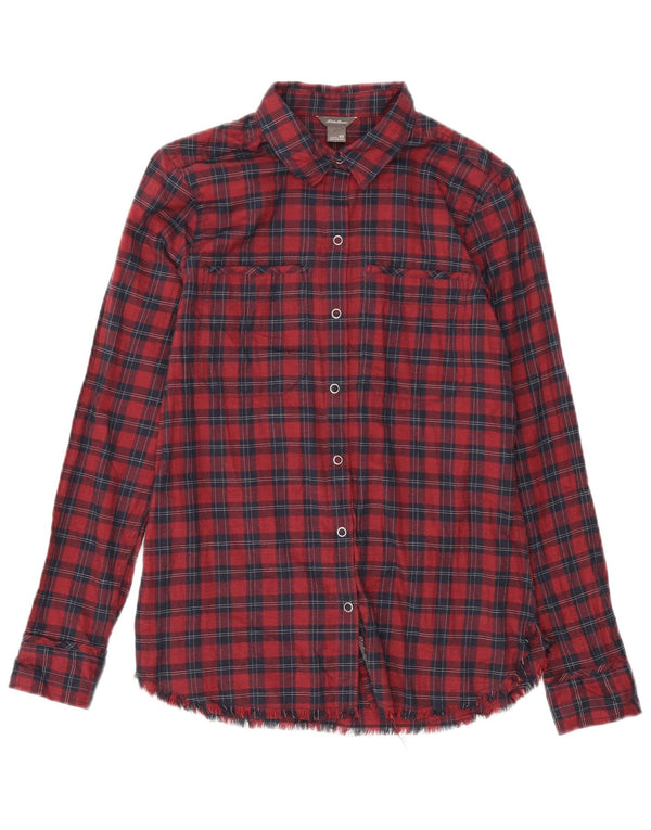 Eddie Bauer Womens Oversized Shirt UK 6 XS Red Check Cotton