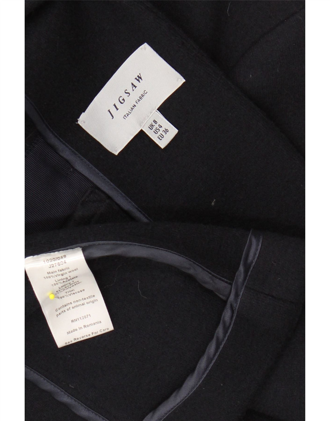 JIGSAW Womens 1 Button Blazer Jacket UK 8 Small Navy Blue Virgin Wool