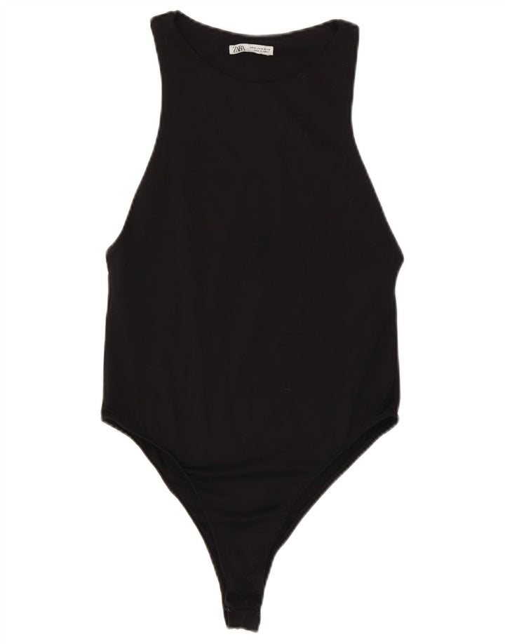 Zara Womens Bodysuit UK 12 Medium Black