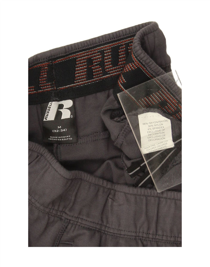 RUSSELL ATHLETIC Mens Tracksuit Trousers  Medium  Grey Rayon