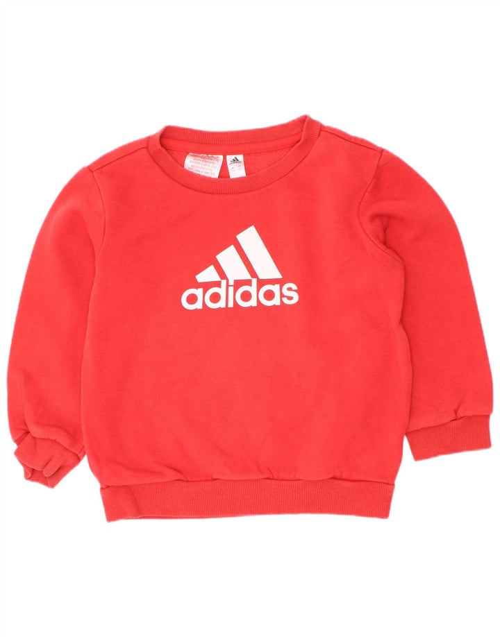 Adidas Boys Graphic Sweatshirt Jumper 2-3 Years Red Cotton