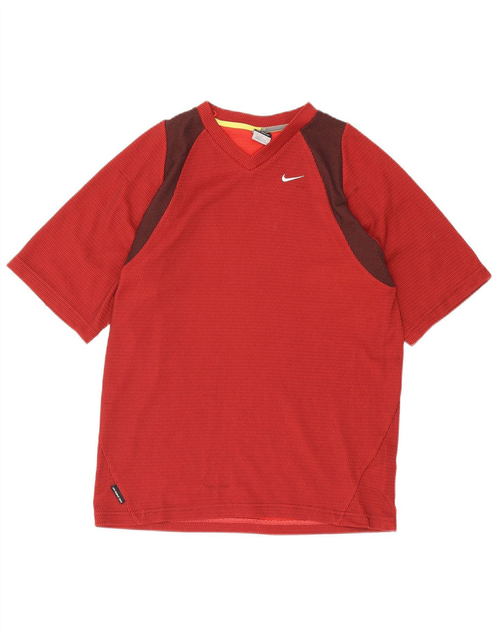 Nike Mens T-Shirt Top Medium Burgundy Colourblock Polyester