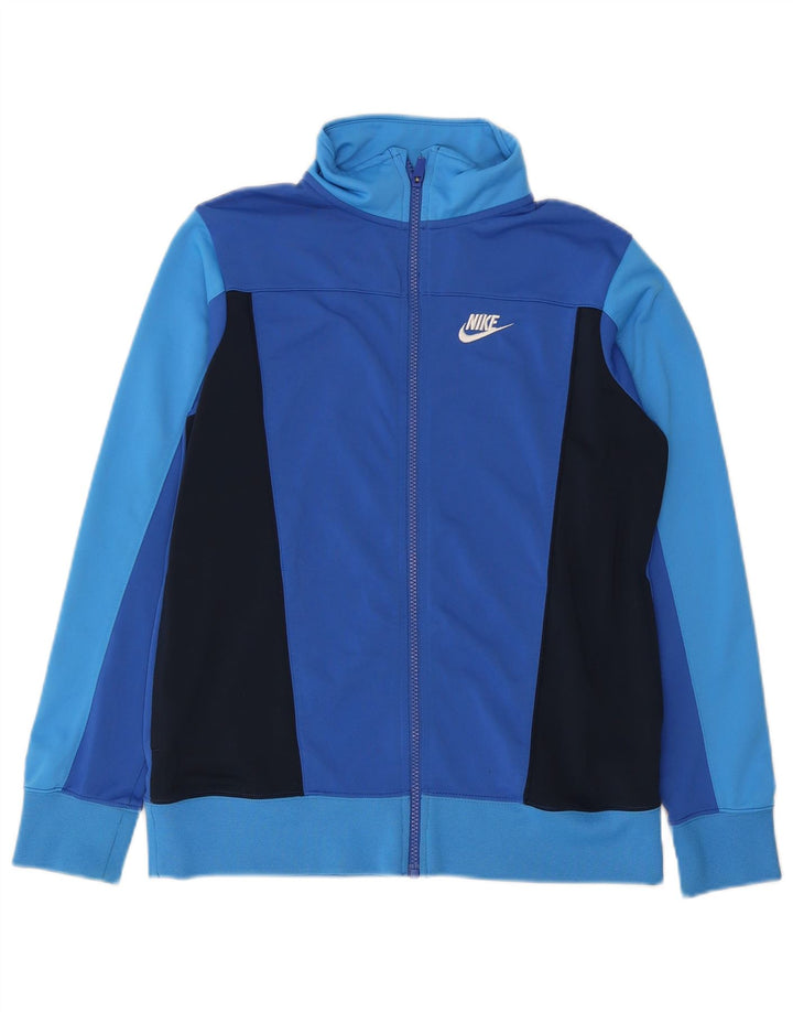 Nike Boys Tracksuit Top Jacket 13-14 Years XL Blue Colourblock Polyester