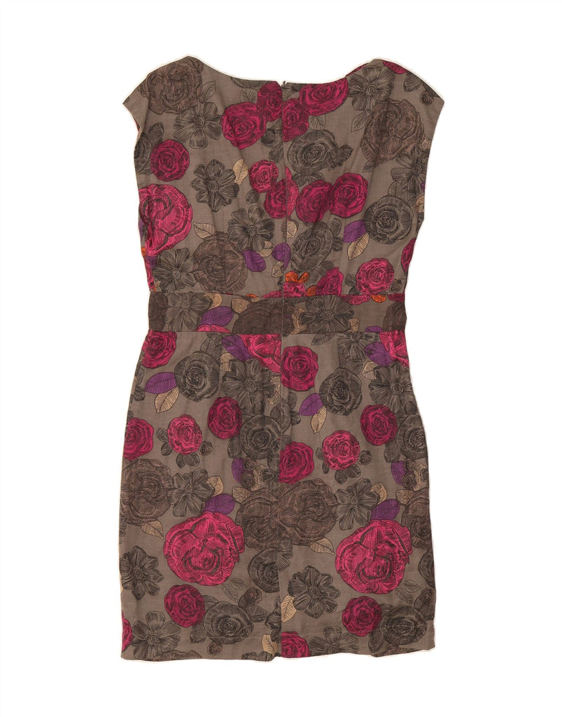 GREAT PLAINS Womens Sleeveless Sheath Dress UK 14 Large Grey Floral Cotton Vintage Great Plains and Second-Hand Great Plains from Messina Hembry 