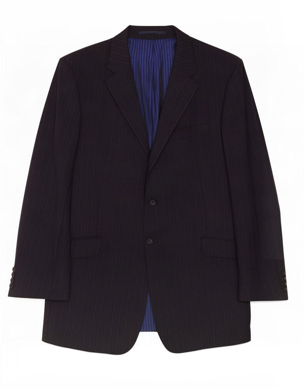 Marks & Spencer Mens 2 Button Blazer Jacket UK 44 XL Navy Blue Pinstripe