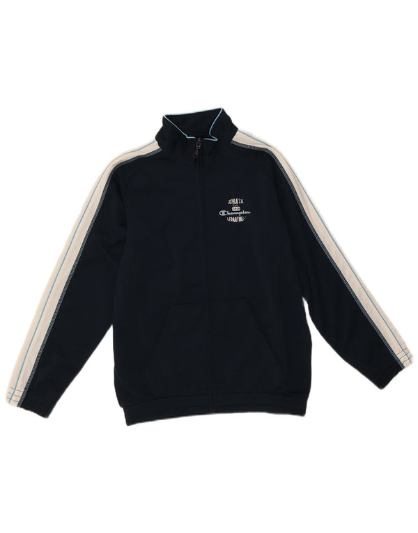 Champion Boys Tracksuit Top Jacket 9-10 Years Medium Navy Blue Colourblock
