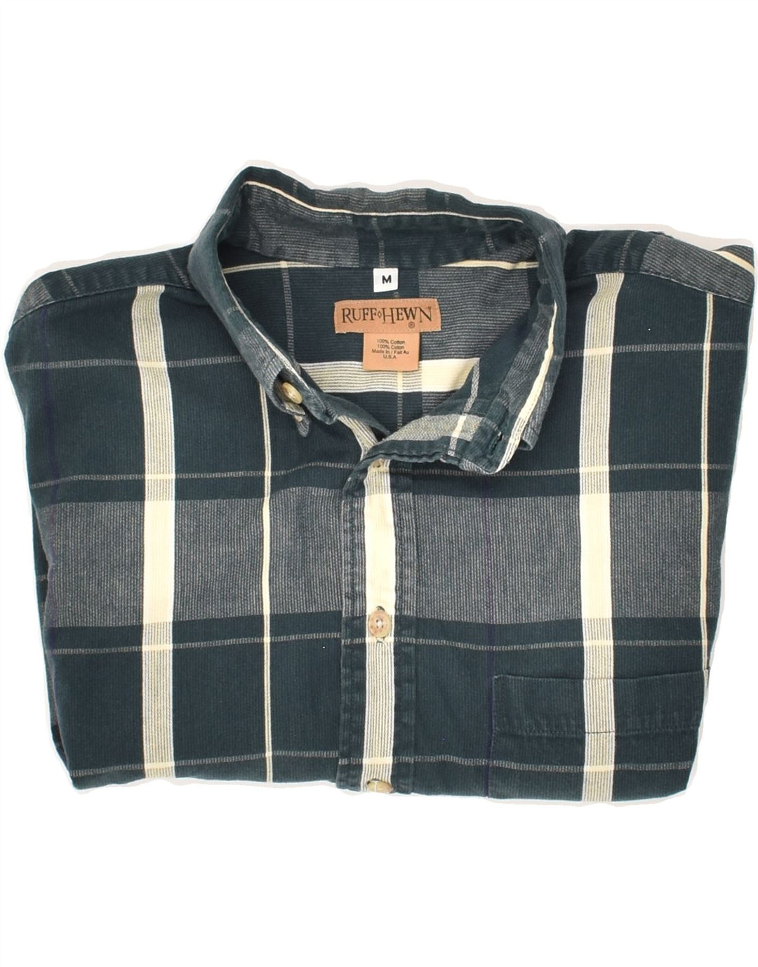 VINTAGE Mens Shirt Medium Navy Blue Check Cotton Vintage Vintage and Second-Hand Vintage from Messina Hembry 