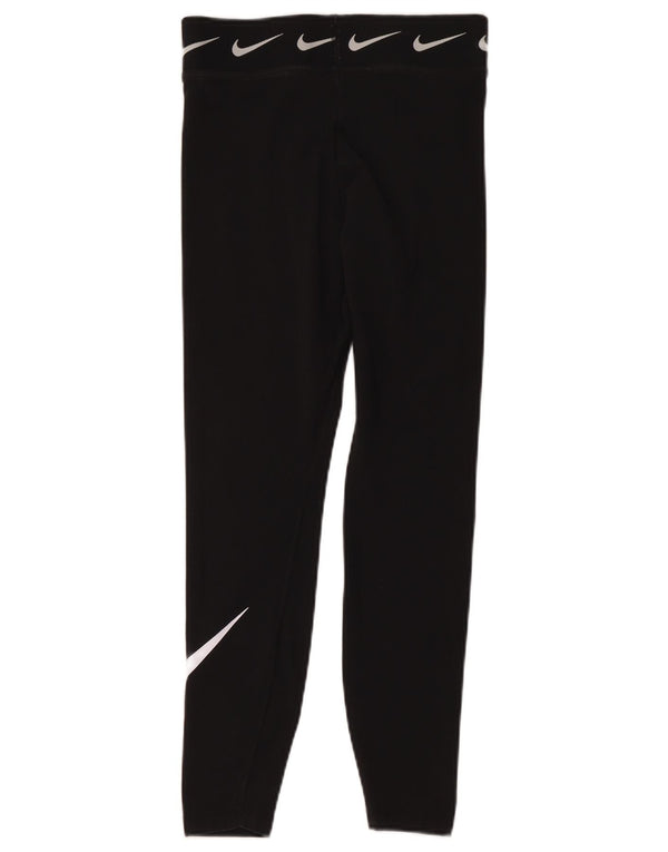 Nike Womens Graphic Crop Leggings UK 12 Medium Black Cotton