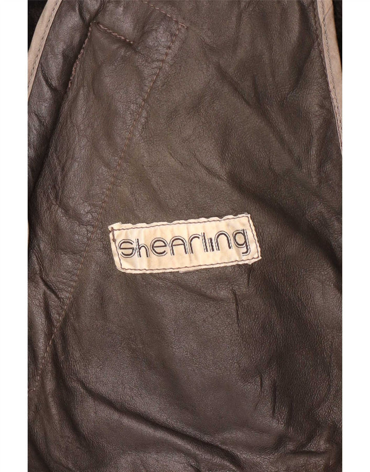 Vintage Mens Shearling Jacket UK 40 Large Brown