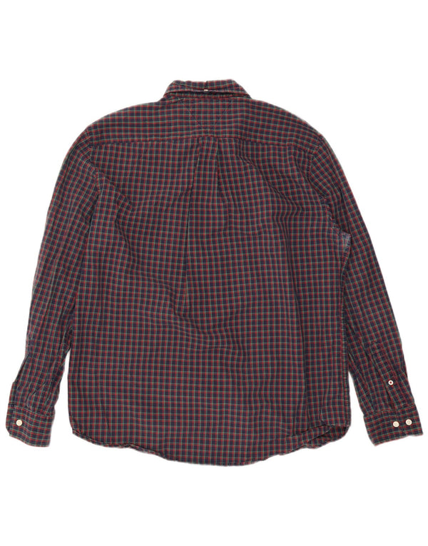 Tommy Hilfiger Mens Classic Fit Shirt Large Navy Blue Check Cotton