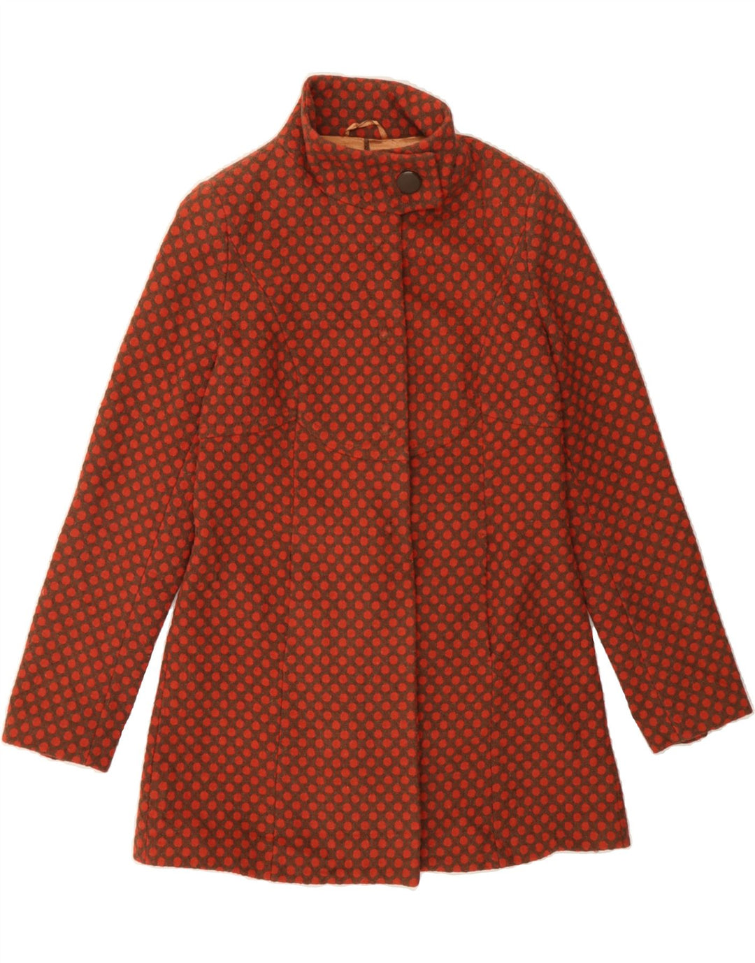 BENETTON Womens Overcoat IT 42 Medium Burgundy Polka Dot Acetate Vintage Benetton and Second-Hand Benetton from Messina Hembry 