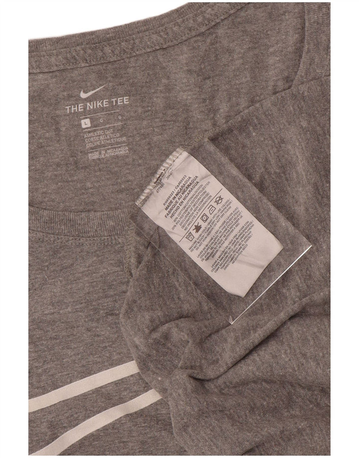 NIKE Womens Athletic Cut Graphic T-Shirt Top UK 16 Large Grey Flecked
