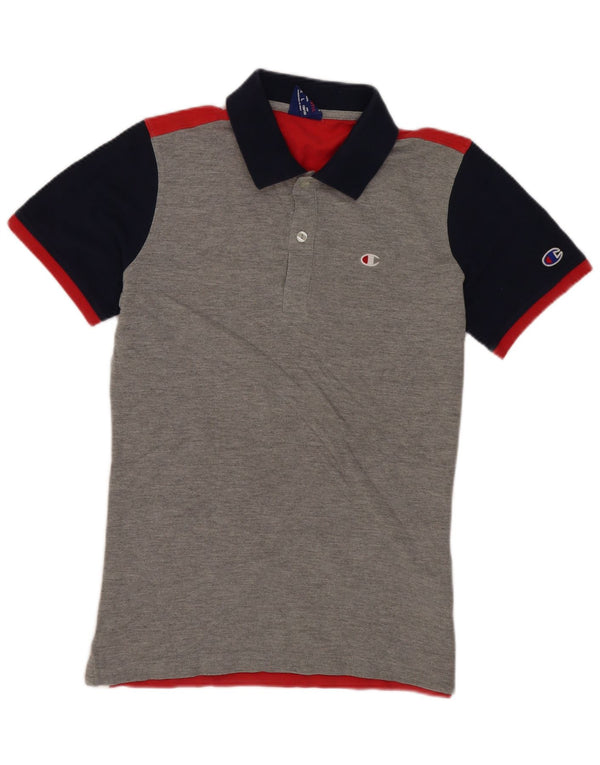 Champion Boys Polo Shirt 11-12 Years Large Grey Colourblock Cotton