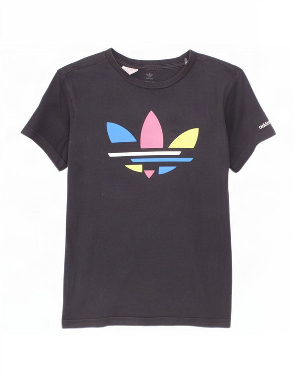 Adidas Boys Graphic T-Shirt Top 11-12 Years Black Cotton