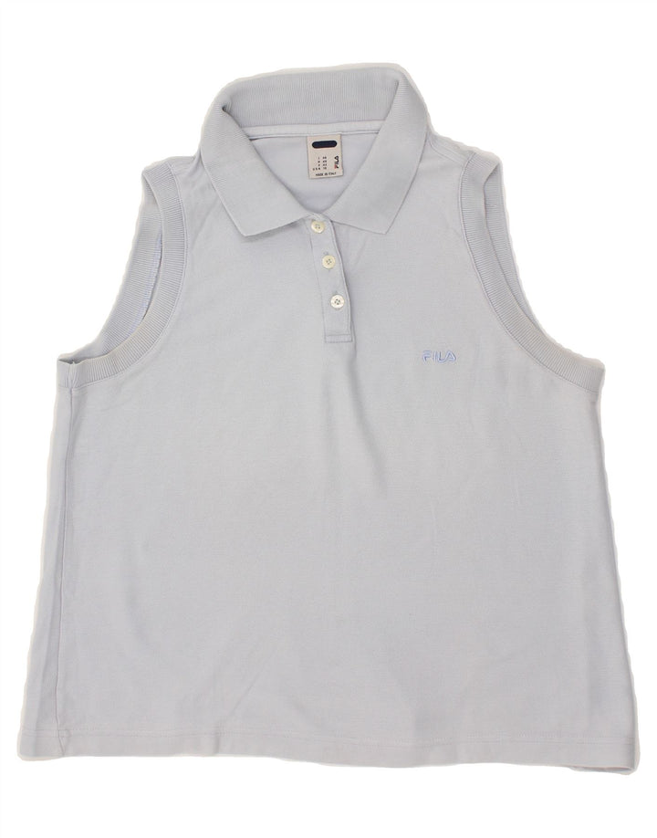 FILA Womens Sleeveless Polo Shirt IT 42 Medium Blue Cotton Vintage Fila and Second-Hand Fila from Messina Hembry 