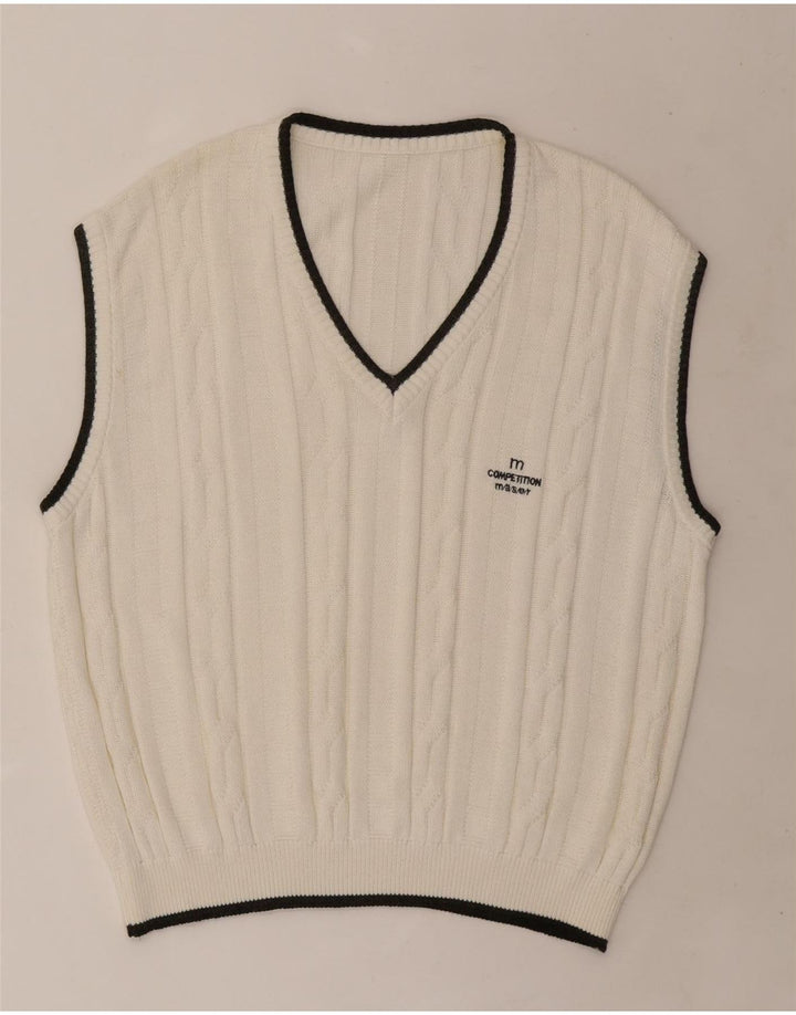 VINTAGE Mens Vest Tank Top XL White