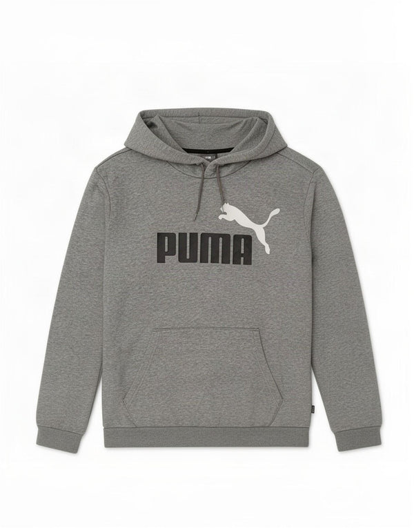 Puma Mens Graphic Hoodie Jumper Large Grey Flecked Cotton