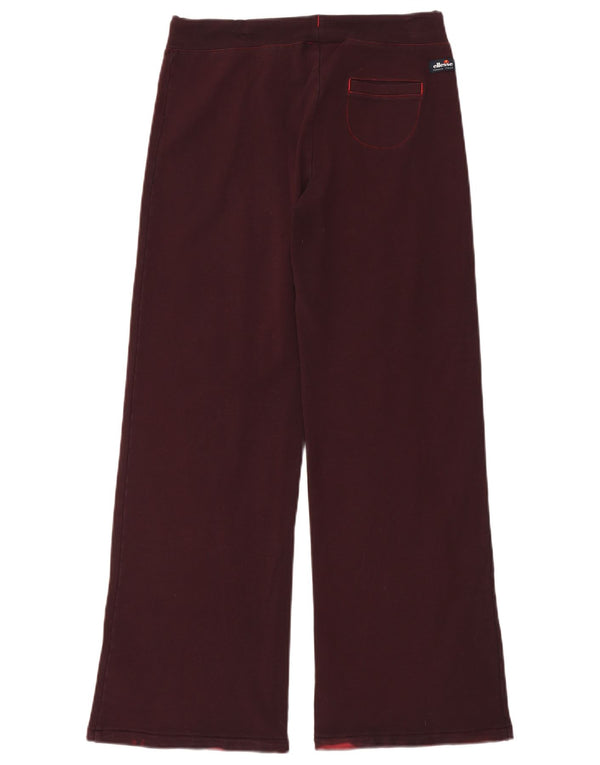 Ellesse Womens Wide Leg Tracksuit Trousers UK 10 Small  Burgundy Cotton