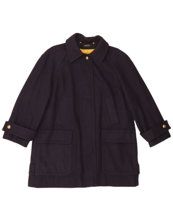 Aquascutum Womens Oversized Overcoat UK 16 Large Navy Blue Wool