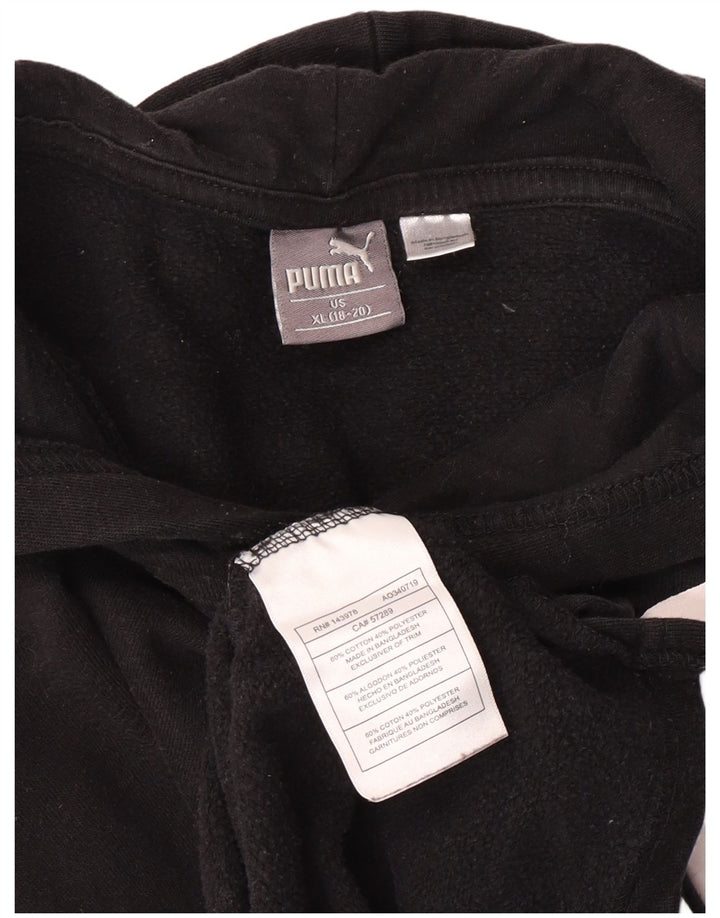 Puma Boys Graphic Hoodie Jumper 13-14 Years XL Black Cotton