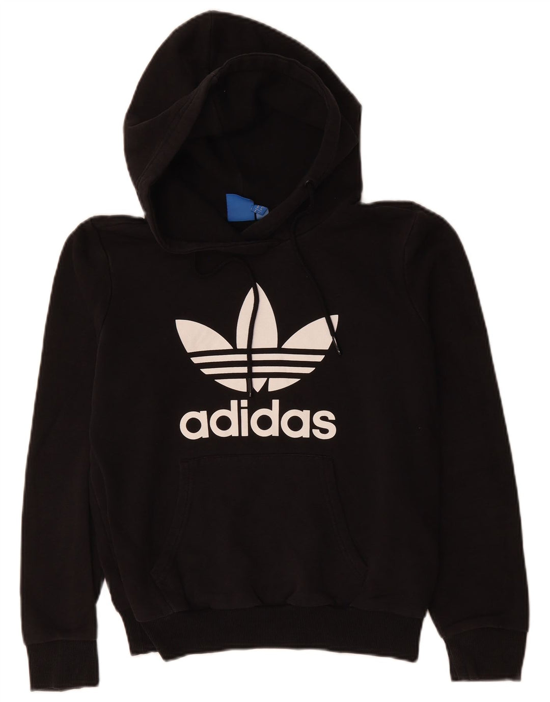ADIDAS Womens Graphic Oversized Hoodie Jumper UK 10 Small Black Polyester