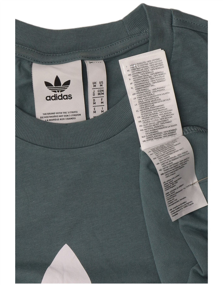 ADIDAS Mens Graphic T-Shirt Top Medium Blue Cotton