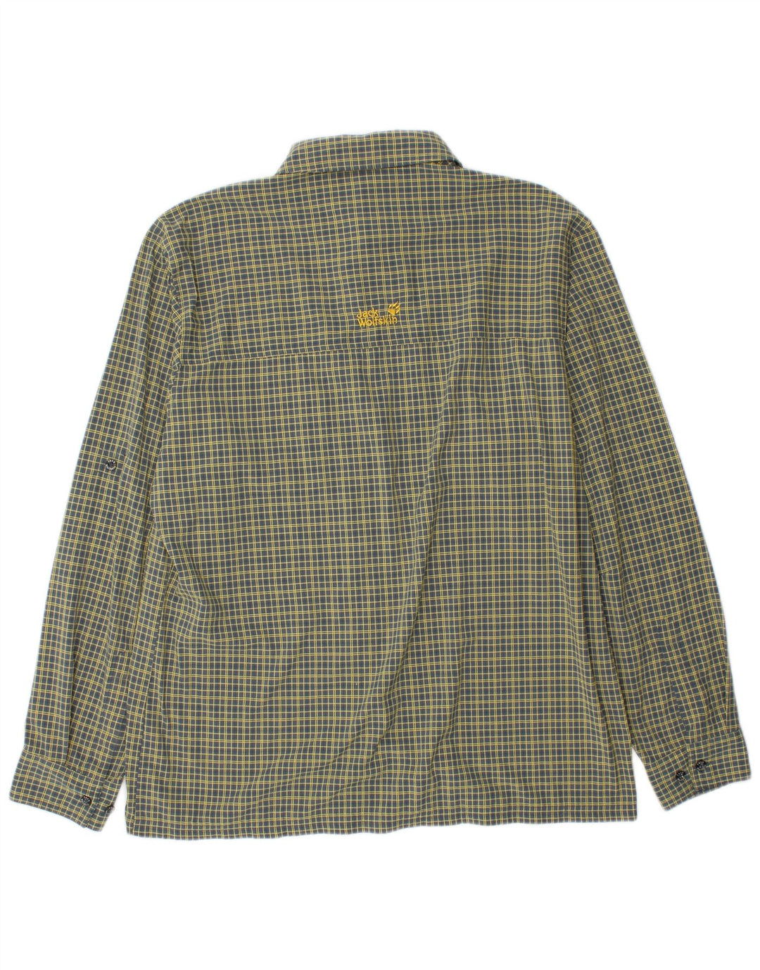 JACK WOLFSKIN Mens Shirt UK 40/42 Large Yellow Check Polyamide