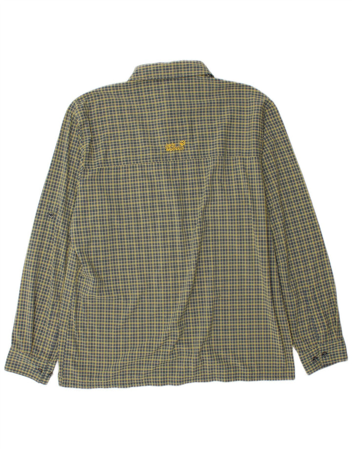 JACK WOLFSKIN Mens Shirt UK 40/42 Large Yellow Check Polyamide