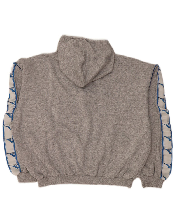 DIADORA Womens Oversized Graphic Hoodie Jumper UK 12 Medium Grey